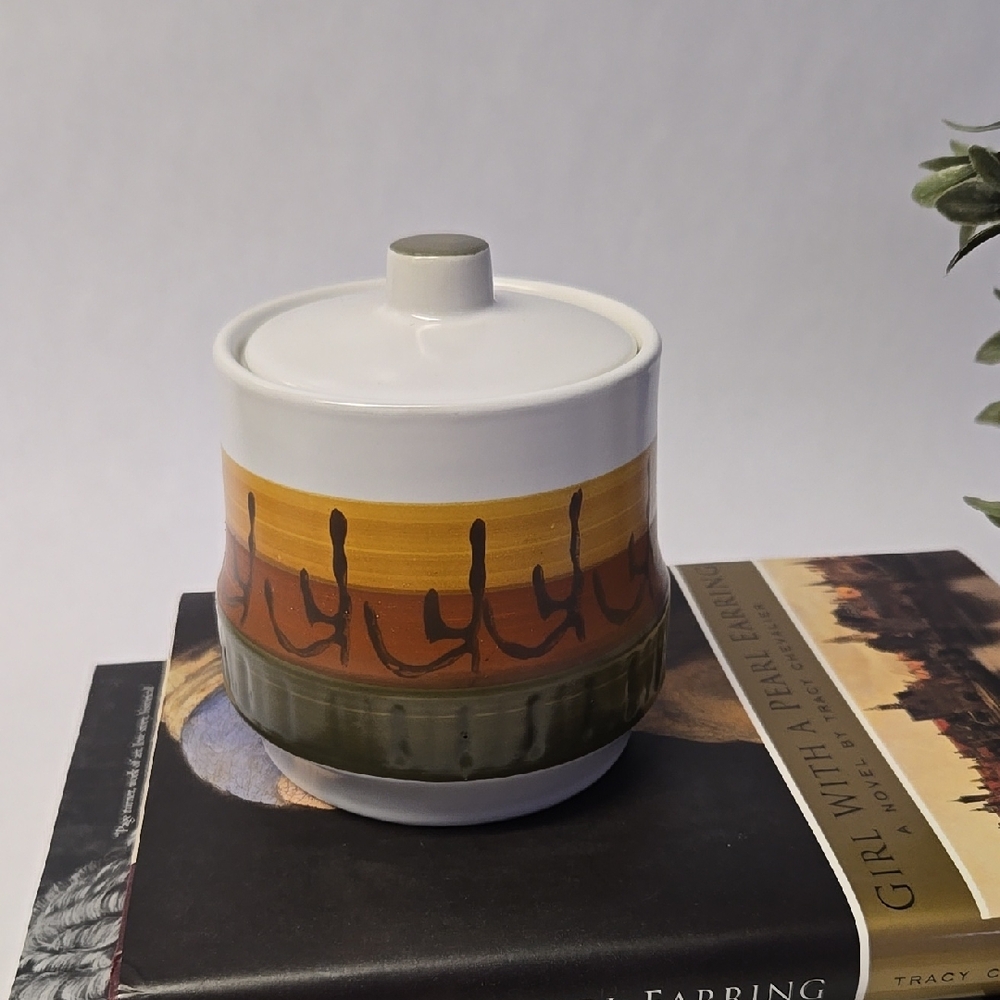 Vintage 70s Casual Ceram Galaxy ceramic sugar jar with lid